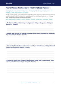 Free Prototyping Template | Year 5 Core | BookFlik