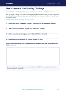 Free Seasonal Food Activity Sheet | Year 4 Supported | BookFlik