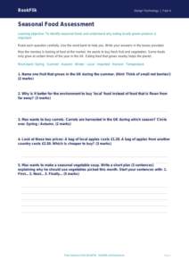 Free Seasonal Food Assessment | Year 4 Supported | BookFlik
