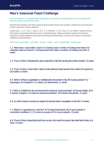 Free Seasonal Food Quiz | Year 4 Greater Depth | BookFlik