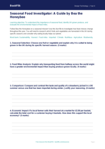 Free Seasonal Food Template | Year 4 Greater Depth | BookFlik