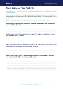 Free Seasonal Food Template | Year 4 Supported | BookFlik