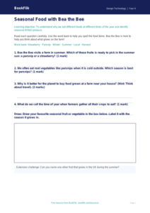 Free Seasonal Food Worksheet | Year 4 Supported | BookFlik
