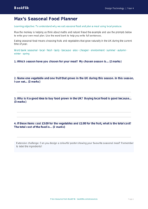 Free Seasonal Food Writing Frame | Year 4 Supported | BookFlik