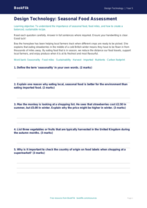 Free Seasonal Food Assessment | Year 5 Core | BookFlik