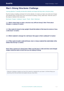 Free Structures Activity Sheet | Year 4 Supported | BookFlik