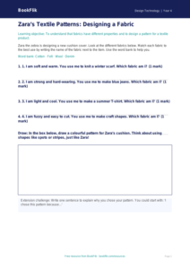 Free Textiles Activity Sheet | Year 4 Supported | BookFlik