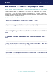 Free Textiles Assessment | Year 4 Supported | BookFlik