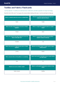 Free Textiles Flashcards | Year 4 Supported | BookFlik
