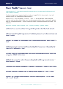 Free Textiles Quiz | Year 4 Greater Depth | BookFlik
