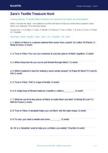 Free Textiles Quiz | Year 4 Supported | BookFlik