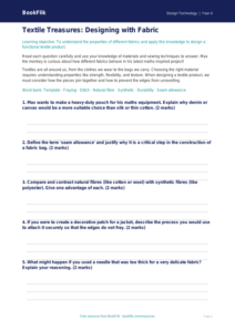 Free Textiles Worksheet | Year 4 Greater Depth | BookFlik
