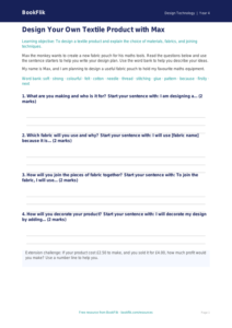Free Textiles Writing Frame | Year 4 Supported | BookFlik