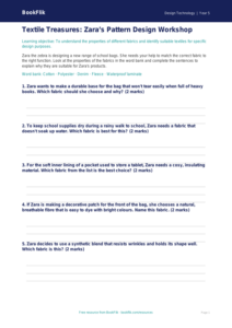Free Textiles Activity Sheet | Year 5 Core | BookFlik