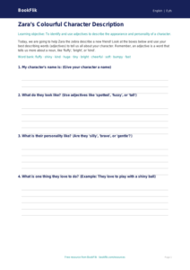 Free Adjectives Worksheet for EYFS | Printable Literacy Resource | BookFlik