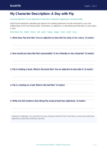 Free Adjectives Template | Year 1 Core | BookFlik
