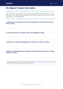 Free Adjectives Template | Year 4 Supported | BookFlik