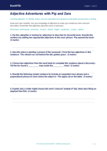 Free Adjectives Worksheet | Year 5 Core | BookFlik