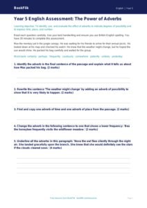 Free Adverbs Assessment | Year 5 Core | BookFlik