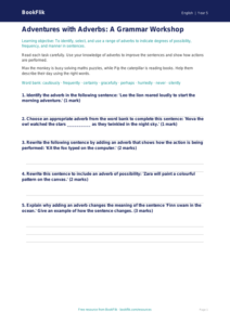 Free Adverbs Worksheet | Year 5 Core | BookFlik