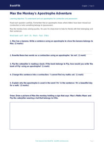 Free Apostrophes Worksheet | Year 3 Core | BookFlik
