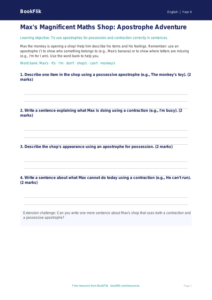 Free Apostrophes Worksheet | Year 4 Grammar Practice | BookFlik