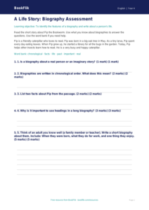 Free Biography Assessment | Year 4 Supported | BookFlik