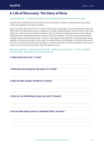 Free Biography Comprehension | Year 4 Supported | BookFlik