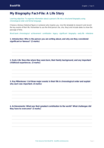 Free Biography Template | Year 5 Core | BookFlik