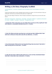 Free Biography Writing Frame | Year 5 Core | BookFlik