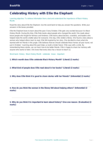 Free Black History Month Comprehension | Year 4 Supported | BookFlik