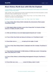 Free Black History Month Quiz | Year 4 Supported | BookFlik