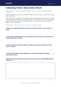 Free Black History Month Worksheet | Year 4 Supported | BookFlik