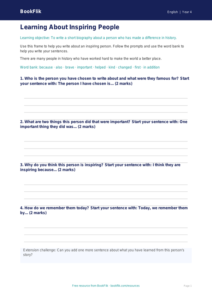 Free Black History Month Writing Frame | Year 4 Supported | BookFlik