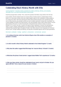 Free Black History Month Comprehension | Year 5 Core | BookFlik