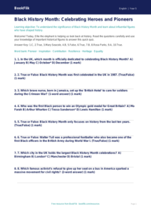 Free Black History Month Quiz | Year 5 Core | BookFlik