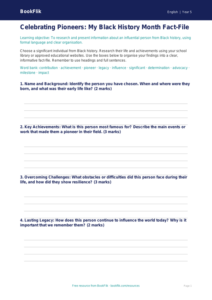 Free Black History Month Template | Year 5 Core | BookFlik