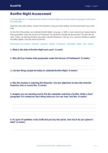 Free Bonfire Night Assessment | Year 4 Supported | BookFlik