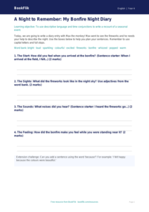 Free Bonfire Night Template | Year 4 Supported | BookFlik