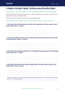 Free Bonfire Night Writing Frame | Year 4 Supported | BookFlik
