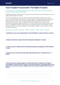 Free Bonfire Night Assessment | Year 5 Core | BookFlik