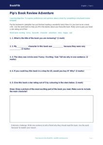 Free Book Review Activity Sheet | Year 1 Core | BookFlik