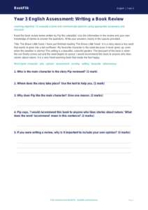 Free Book Review Assessment | Year 3 Core | BookFlik