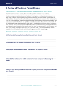 Free Book Review Comprehension | Year 3 Core | BookFlik