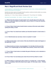 Free Book Review Quiz | Year 3 Core | BookFlik