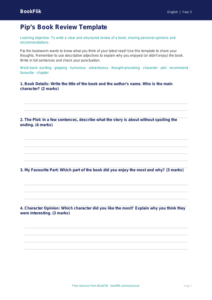 Free Book Review Template | Year 3 Core | BookFlik