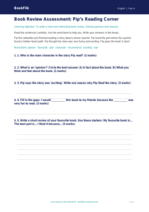 Free Book Review Assessment | Year 4 Supported | BookFlik
