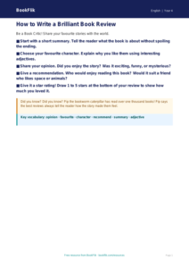 Free Book Review Poster | Year 4 Supported | BookFlik