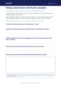 Free Book Review Worksheet | Year 4 Supported | BookFlik
