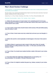Free Book Review Quiz | Year 5 Core | BookFlik